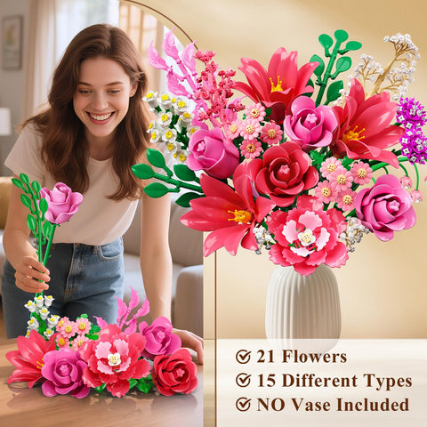 CUBIMANA Flowers Bouquet Building Set with LED Light