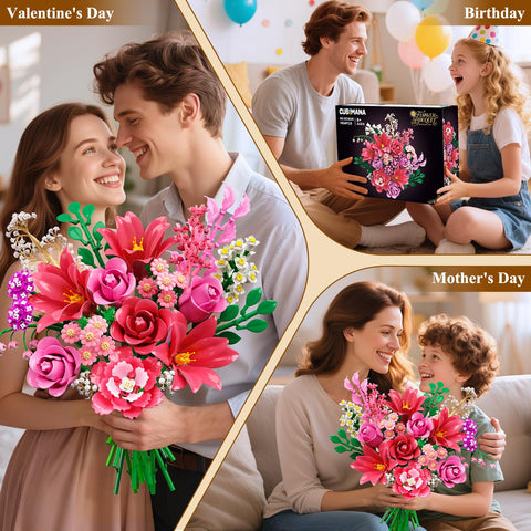 CUBIMANA Flowers Bouquet Building Set with LED Light