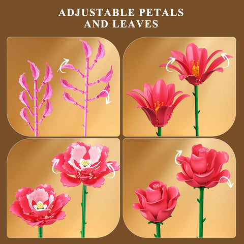 CUBIMANA Flowers Bouquet Building Set with LED Light