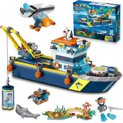HOGOKIDS Floating Arctic Explorer Ship Building Set with LED Light
