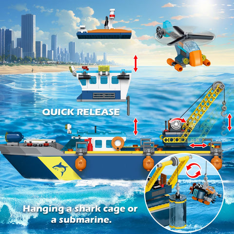 HOGOKIDS Floating Arctic Explorer Ship Building Set with LED Light