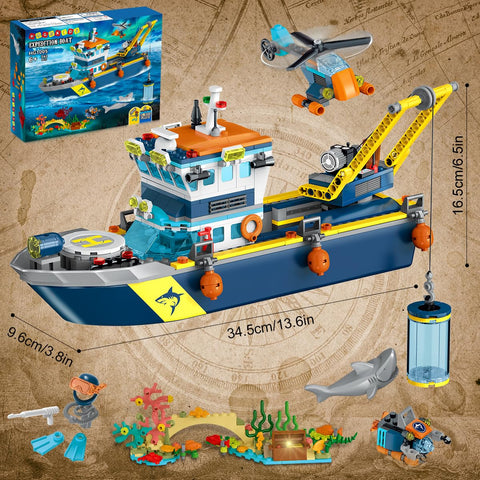 HOGOKIDS Floating Arctic Explorer Ship Building Set with LED Light